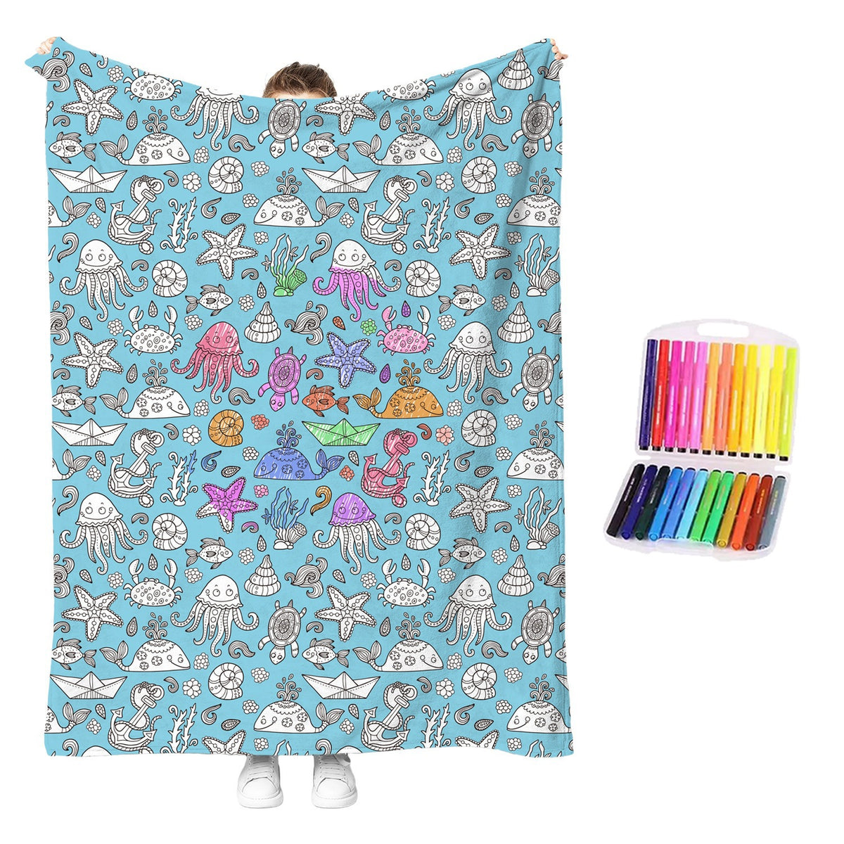 🔥LAST DAY SALE 50% OFF!!🎨✨Creative Cozy Coloring Blanket Kit