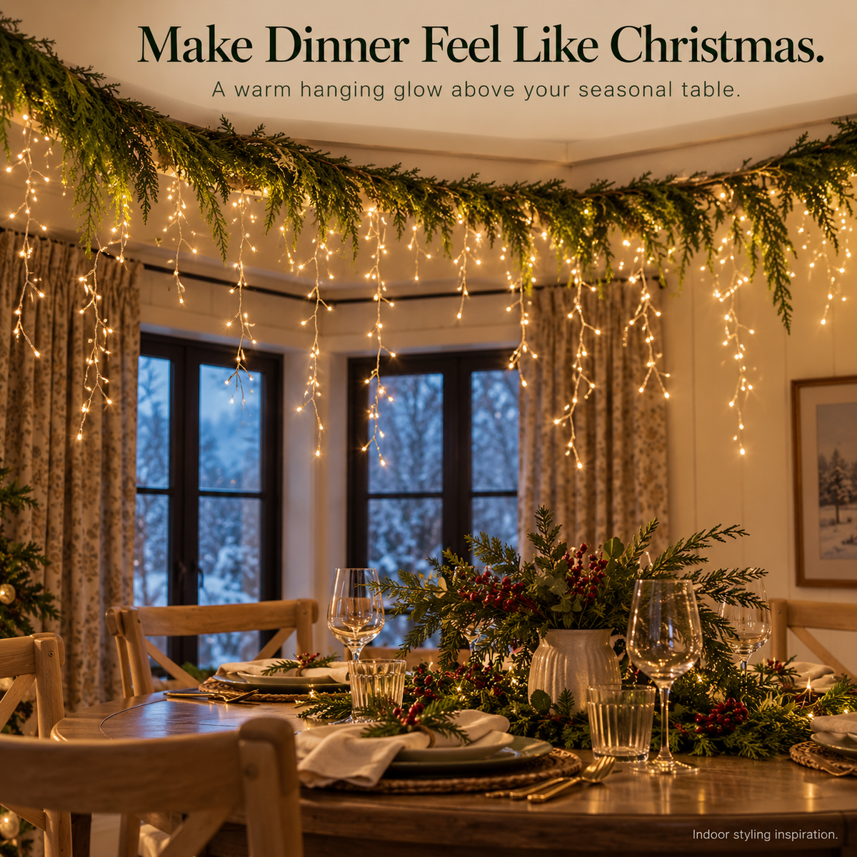 ✨ Warm White Icicle Fairy Lights – Branching Christmas Hanging Decor