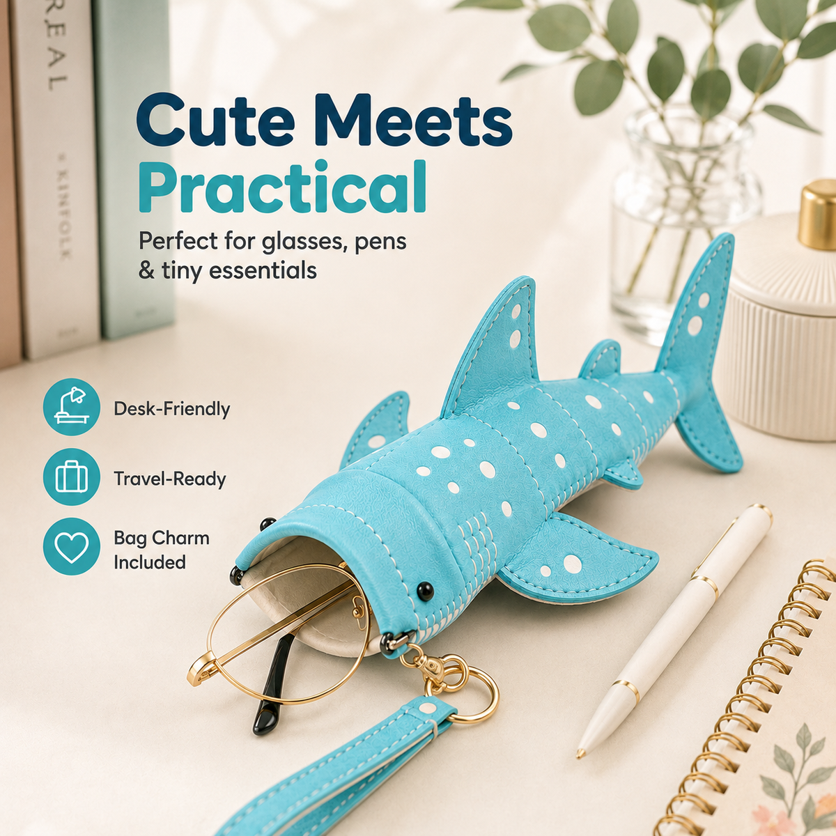 ✨Cute Shark Wide-Mouth Glasses Case