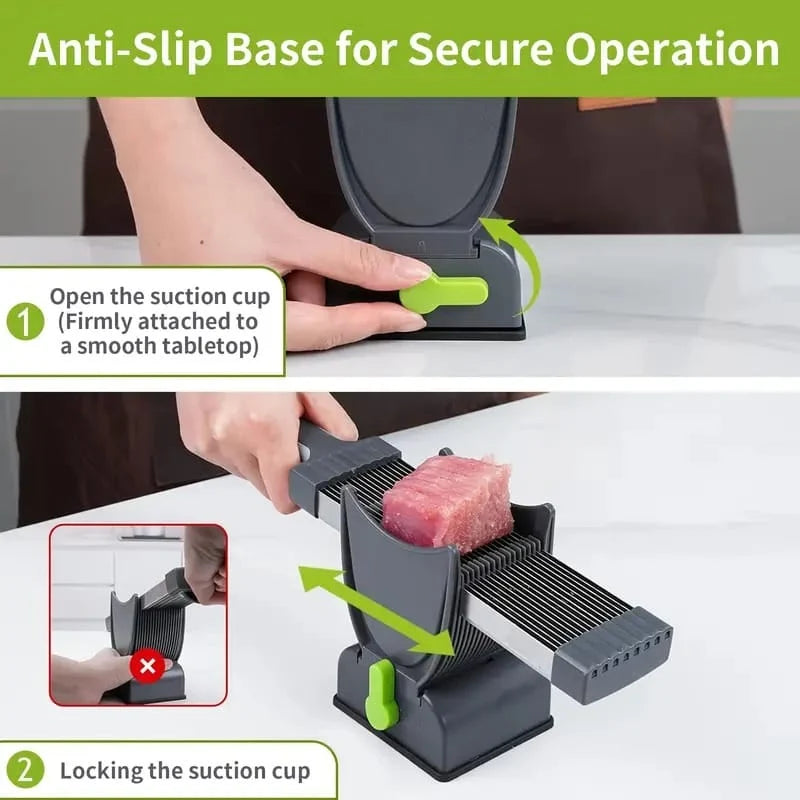 Manual Meat Slicer and Knife Sharpener Set for Home Cooking and BBQ