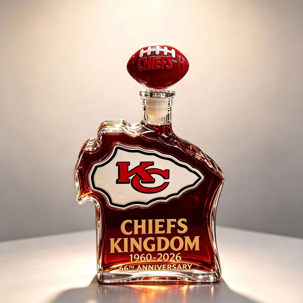 Chiefs Kingdom 66th Anniversary KC Helmet Whiskey Decanter