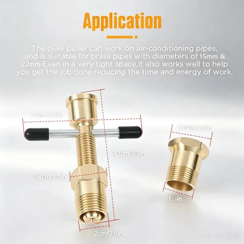Compression Sleeve Puller Tool for 1/2' & 3/4' Brass Pipes, Rust-Resistant Ferrule Remover, Pipe Ring Extraction Kit for Corroded/Frozen Supply Stops, Removes Nut & Ferrule Safely – No Pipe Damage (Fits NPT 1/2', 3/4')