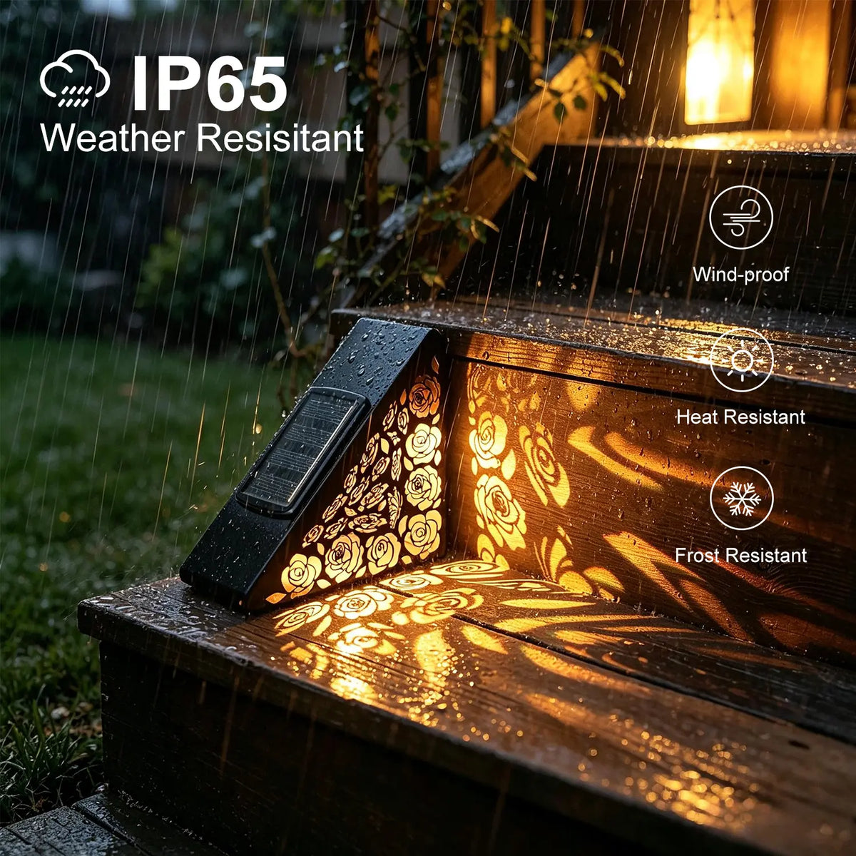 IP65 weather resistant solar step light