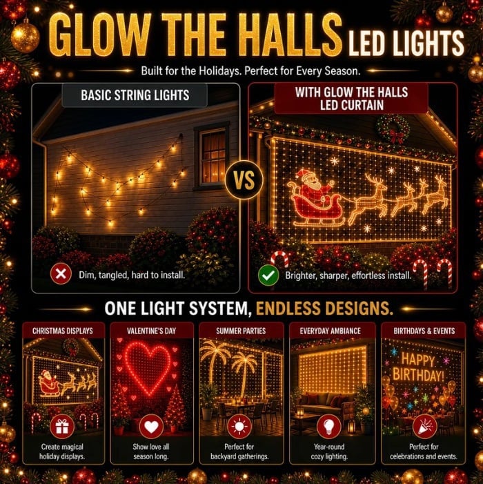 ✨ Turn Your Balcony Into A Giant LED Light Show! 🎄 Smart 400-LED Animated Mesh Screen 🎆📱