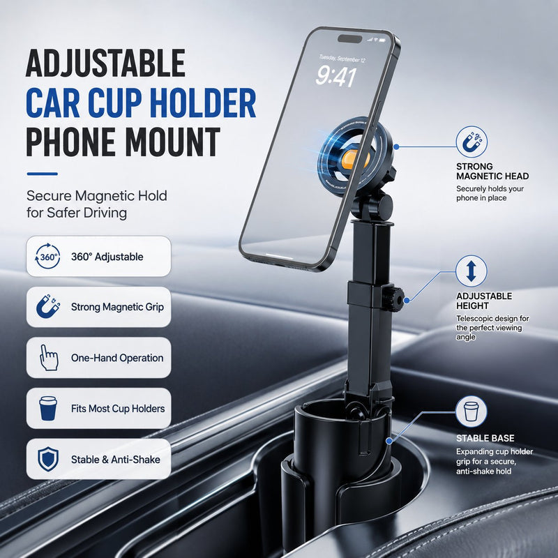 🔥 48% OFF | 360° Magnetic Car Cup Holder Phone Mount – Strong N52 Magnet & Safe Driving 🚗✨