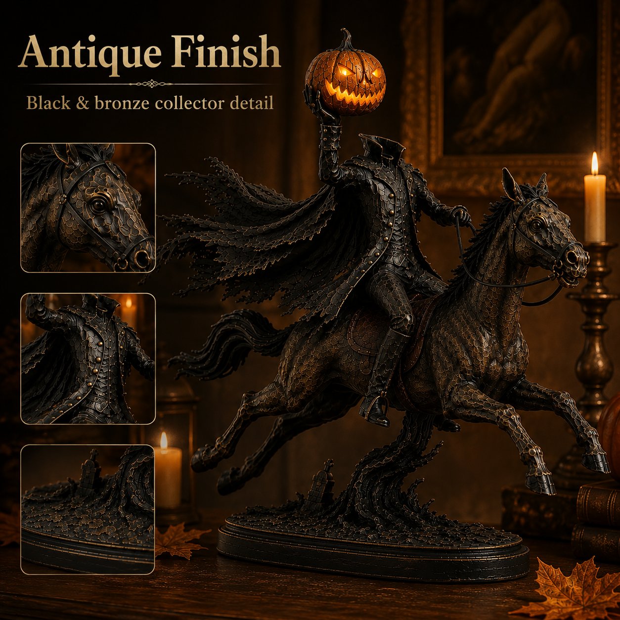 ⏰Limited Stock 50% OFF - 🎃🏇Midnight Chase Headless Horseman Statue✨