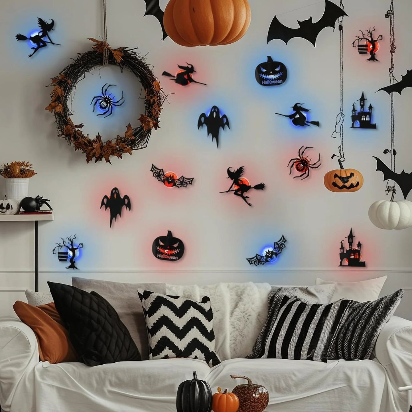 🔥LAST DAY 49% OFF | Renter-Friendly Peel & Stick Halloween LED Window Lights, No Drill No Residue, 8 Spooky Silhouette Designs
