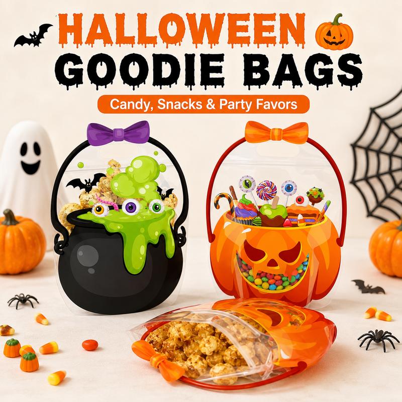 🎃Halloween Goodie Bags Plastic Candy Gift Bags with Handle