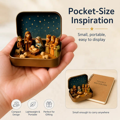 ✝️ Mini Nativity Scene Keepsake Tin — 🙏Pocket-Sized Christmas Holy Family Set