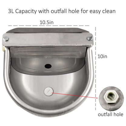 Automatic Dog Gravity Water Feeder Kit | 304 Stainless Steel Animal Water Bowl with Float Valve & Braided Hose