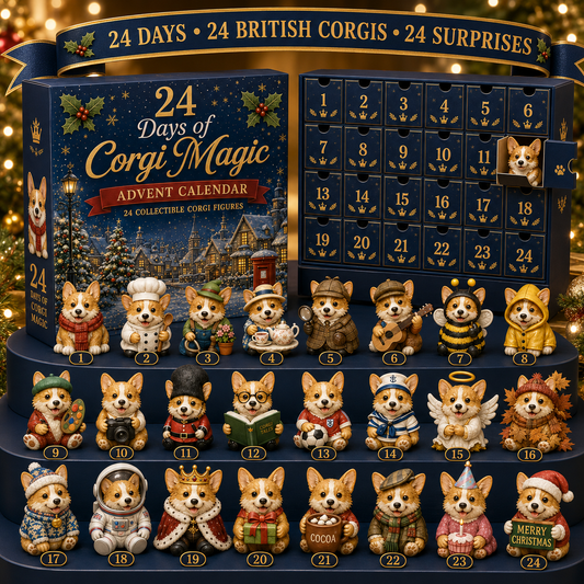 2026 British Corgis Blind Box - 24‑Day Festive Countdown, Corgi Figurines Blind Box - Gift For Corgi Lovers