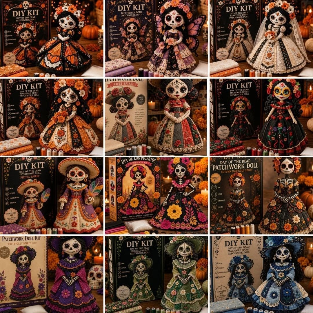 🖤 DIY Day of the Dead Patchwork Doll Kit