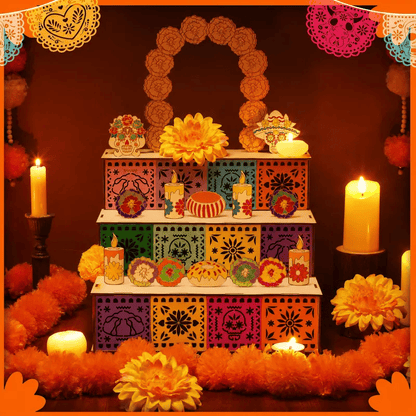 ✨Last Day 49% OFF - 🎃🏵️Day of the Dead Wooden Altar Display Set | 💕Death is not the end of life, forgetting is