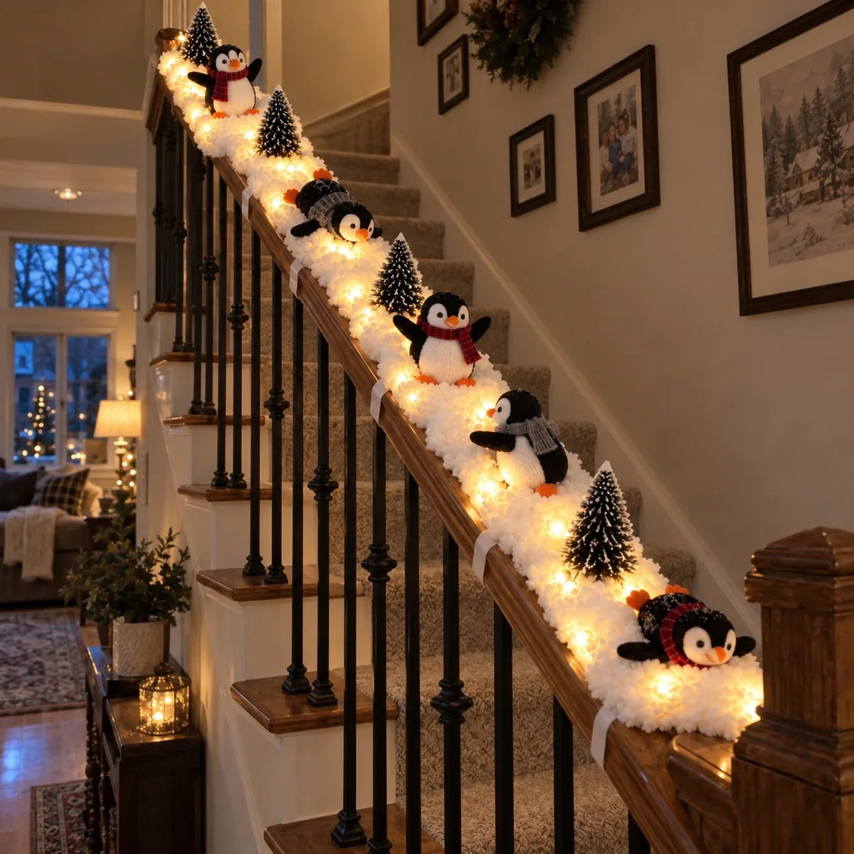 🐧 Penguin Christmas Stair Snow Decor | A Cozy Penguin Christmas Story ✨