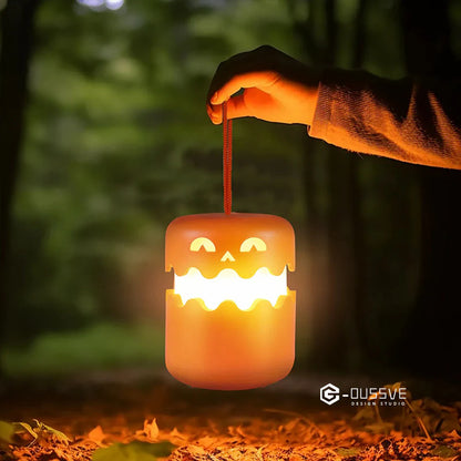🎃 2-in-1 Foldable Halloween Pumpkin Lantern – Rechargeable LED Handheld Night Light with Dual Expressions & Hanging Lanyard