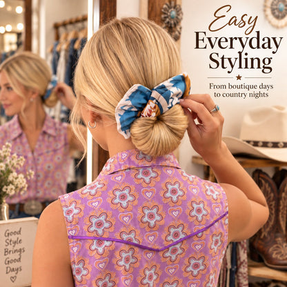 Western Print Low-Bun Hair Bow