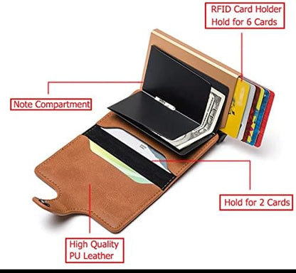 Pop-Up Aluminum Metal RFID Blocking Slim Card Holder Wallet