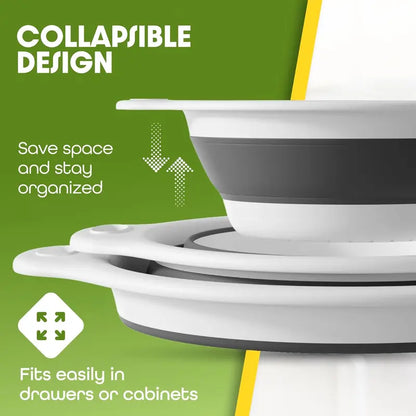 Collapsible Colanders 3-Pack Sturdy Kitchen Strainer Set
