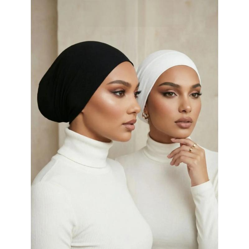 🔥3 Pack Women Solid Jersey Hijab Flat Top Cap