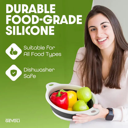 Collapsible Colanders 3-Pack Sturdy Kitchen Strainer Set