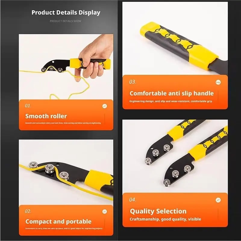 ⚡ 3-Roller Stainless Steel Wire Straightener Hand Tool for Electricians