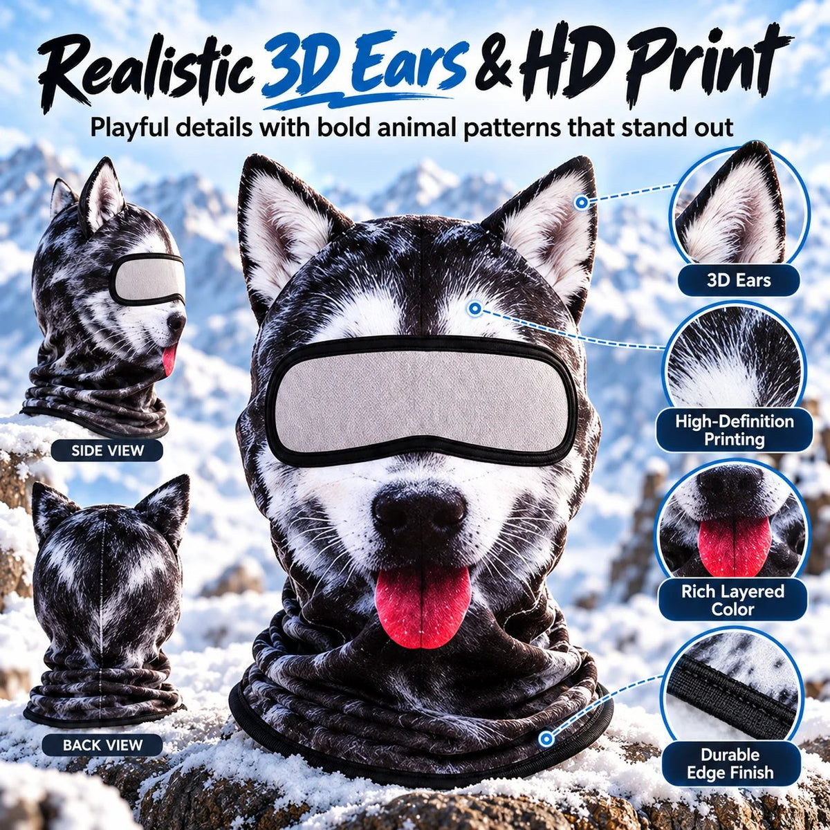 🐱✨3D Cat Ski Mask with Ears – 🤣Funny Windproof Balaclava for Skiing & Festivals