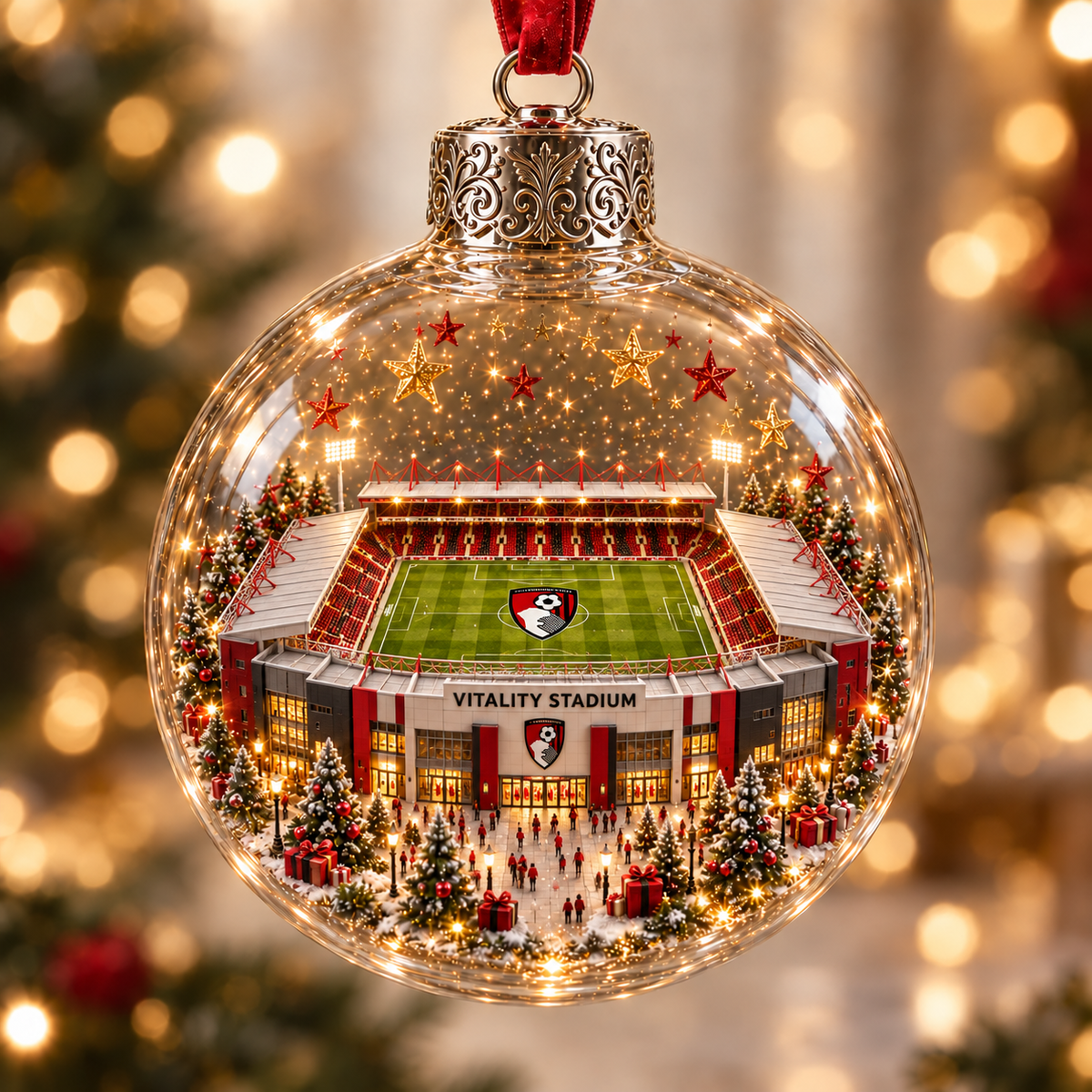 ⚽🎄 Christmas Sale: 50% OFF – Light-Up Football Stadium Ornament | 20 Styles