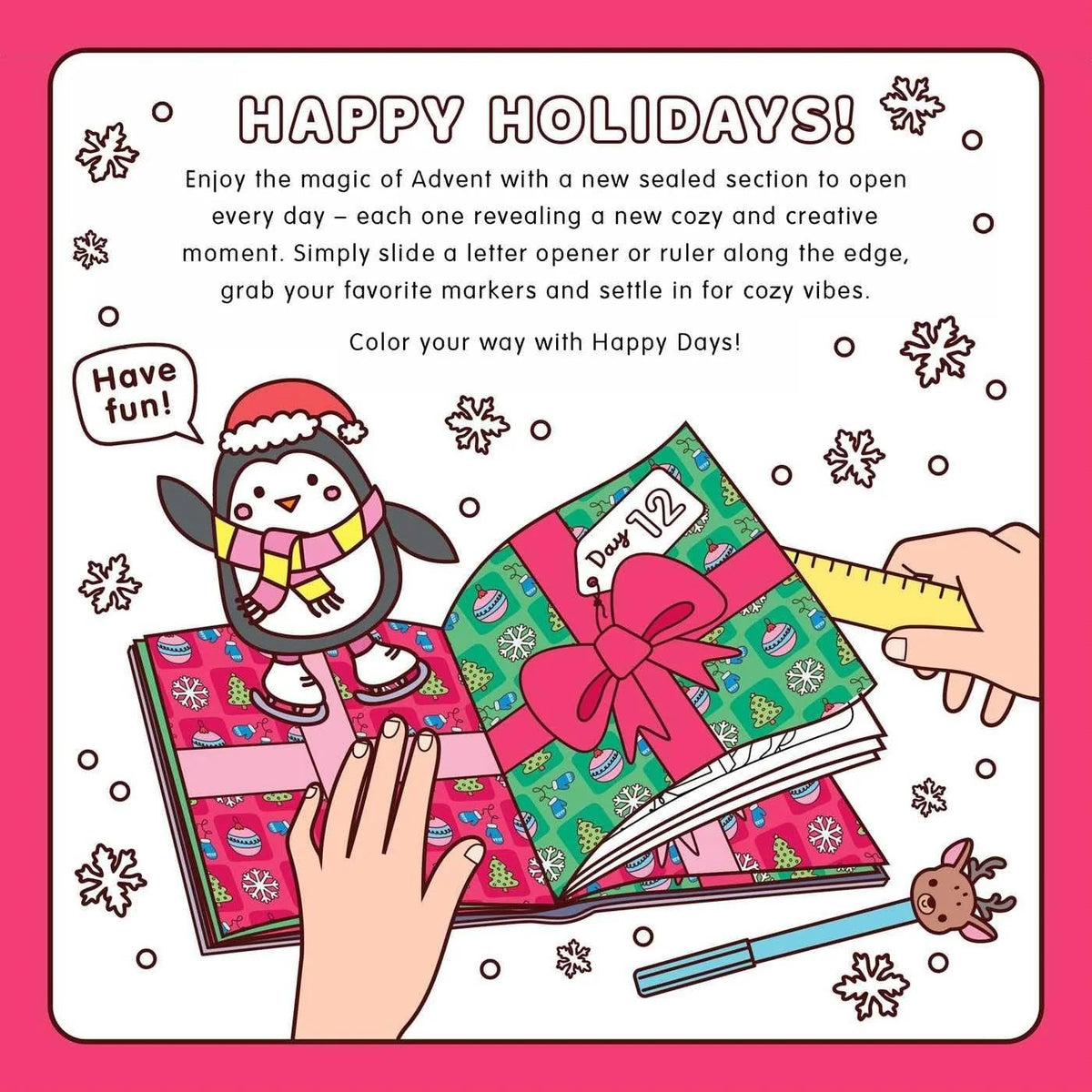 🎨24-Day Christmas Advent Coloring Book – Happy Days Cosy Christmas 🎄