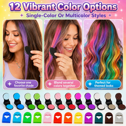 🔥🌈12-Color Temporary Hair Chalk Applicator Set