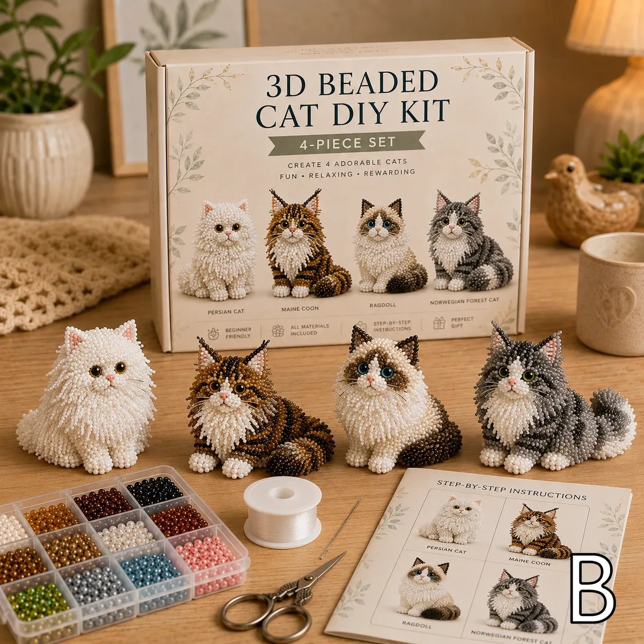 🐱 Create 4 Adorable Beaded Cats Yourself