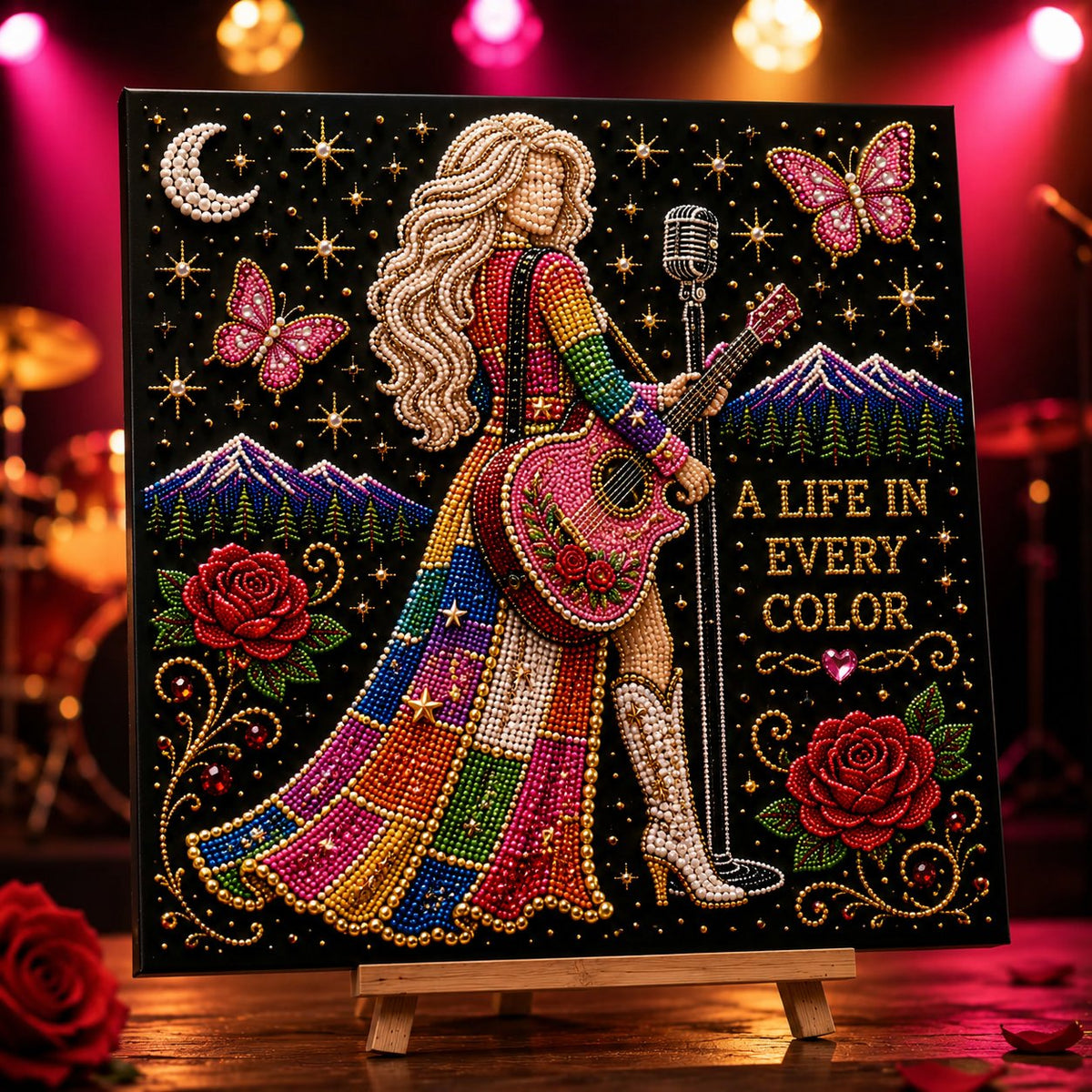 🎤 Premium 3D Pearl Dolly Country Music Tribute Art Kit | Luxury Flocked Canvas with Scratch-Resistant Non-Fading Acrylic Resin Pearls & Faceted Drills DIY Keepsake Decor 💎✨