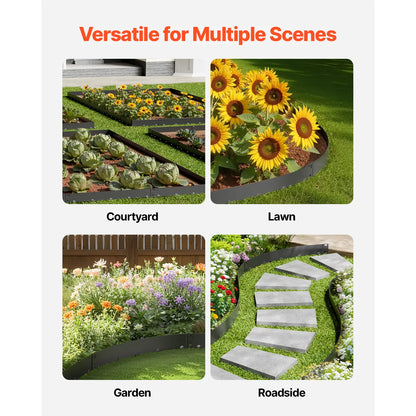Galvanized Steel Yard Edging Sets (5 Packs, 39x3 in) - Rust Resistant, Flexible Bend, Heavy-Duty Garden Borders, Border Divider for Outdoor Raised Beds, Landscape Design Easy Installation