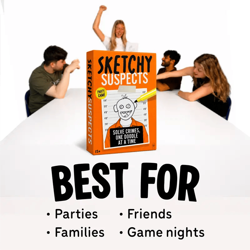 🚨 Sketchy SuspectsTM Police Sketch Party Game | Hilarious Drawing & Guessing Game for Ages 12+, 2+ Players, Family Nights & Parties ✏️😂