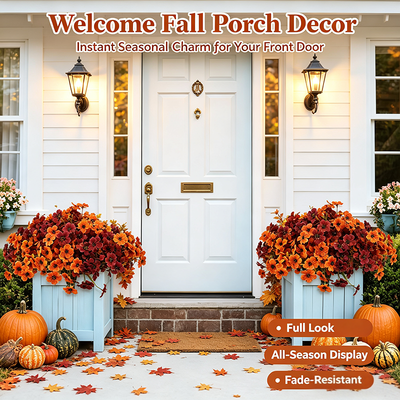 Fall Artificial Flower Halloween 12pcs, UV Resistant Colorful Fake Flower🍂