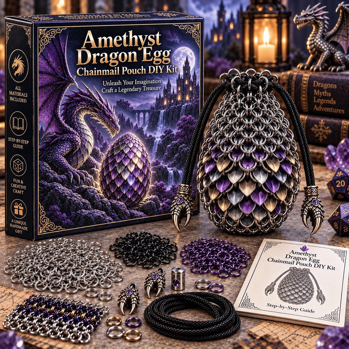 Dragon Egg Chainmail Pouch DIY Kit – 8 Fantasy Styles