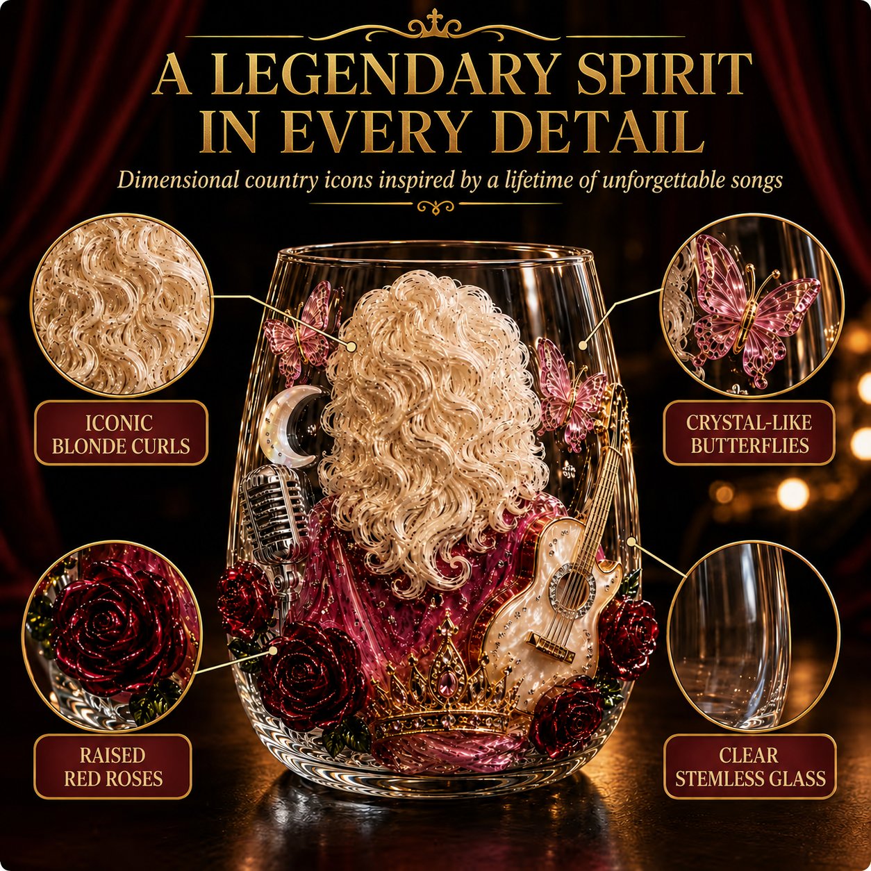 🎸✨ Queen of Country 1946–2026 3D Glass Collection