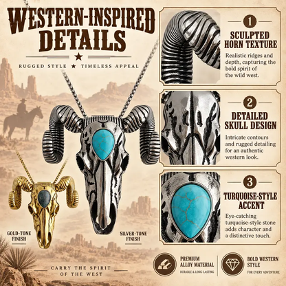 Western Skull Pendant Necklace & Belt Clip
