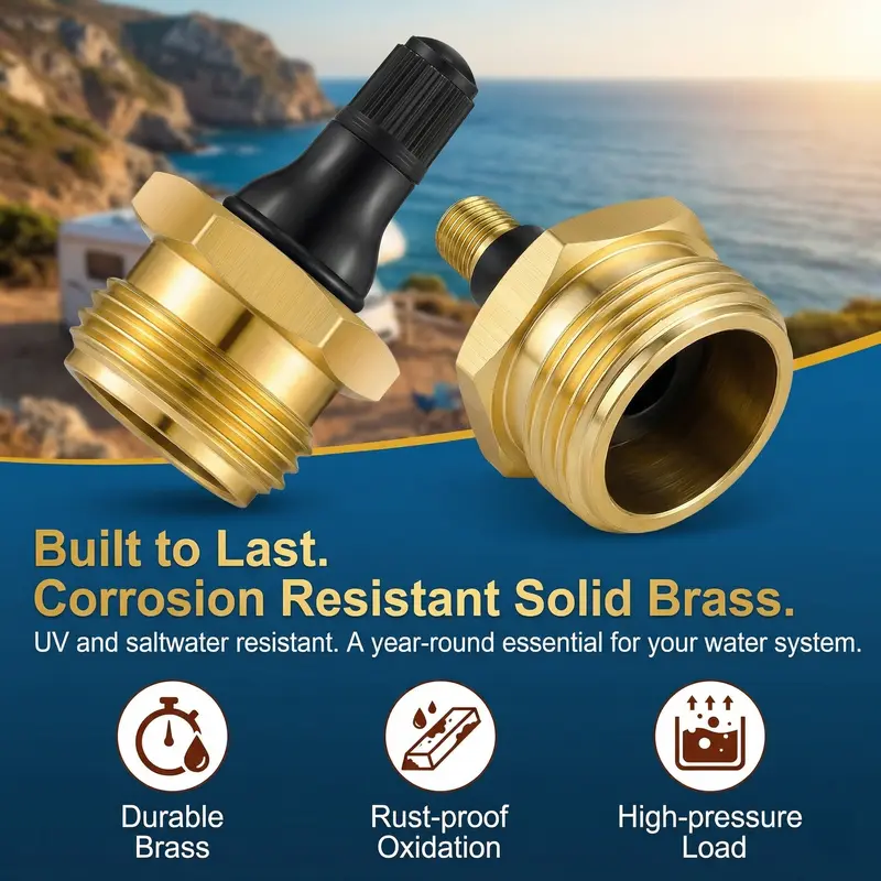 2-Pcs Brass RV Blow Out Plugs with Drain Valve