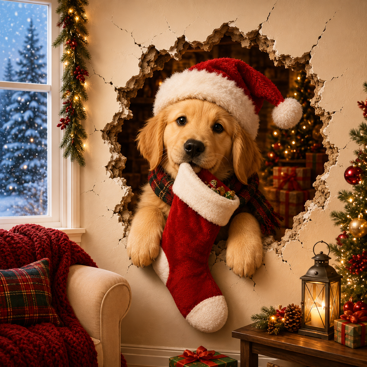 🔥Last Day 50% OFF-19.7'' Christmas Breaking Through the Wall Decal