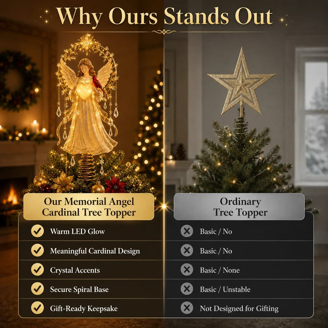 ⏳ Last Day 49% OFF – 🎄 Lighted Memorial Christmas Tree Topper Collection