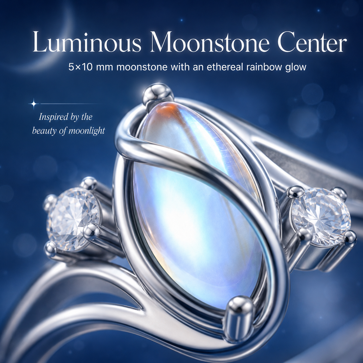 💍 Rainbow Moonstone Ring