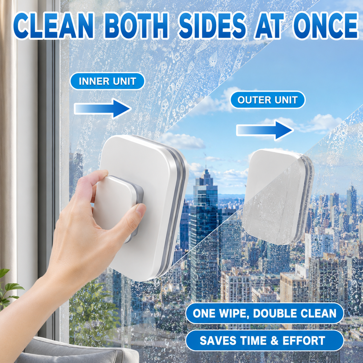 ✨ 6-in-1 Magnetic Window Cleaner for Double-Sided Glass Cleaning with Safety Cord