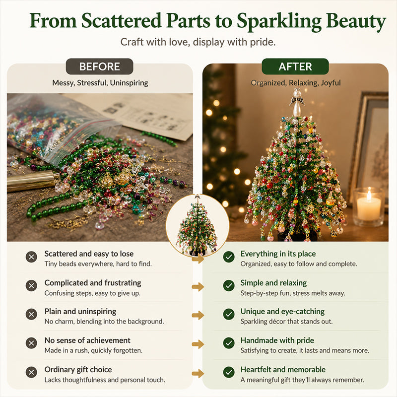 🎄✨ DIY Beaded Christmas Tree Kit – 🎅Create Your Own Sparkling Holiday Decoration