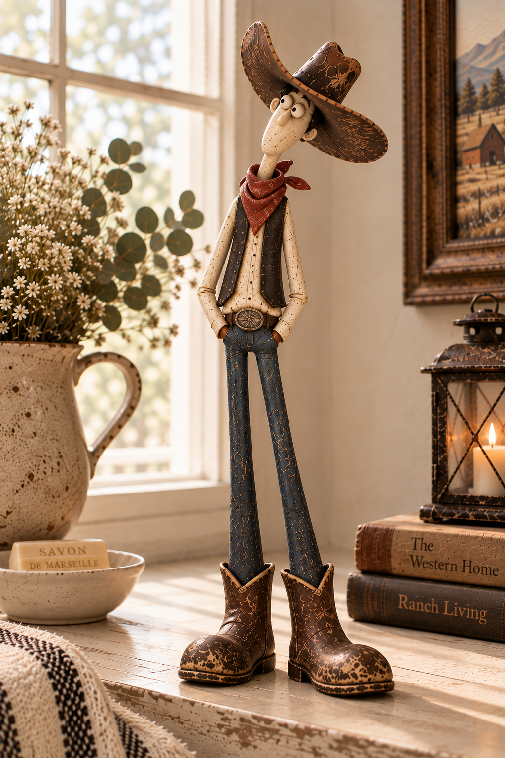 Whimsical Western Cowboy & Horse Figurine Duo 🐴🤠