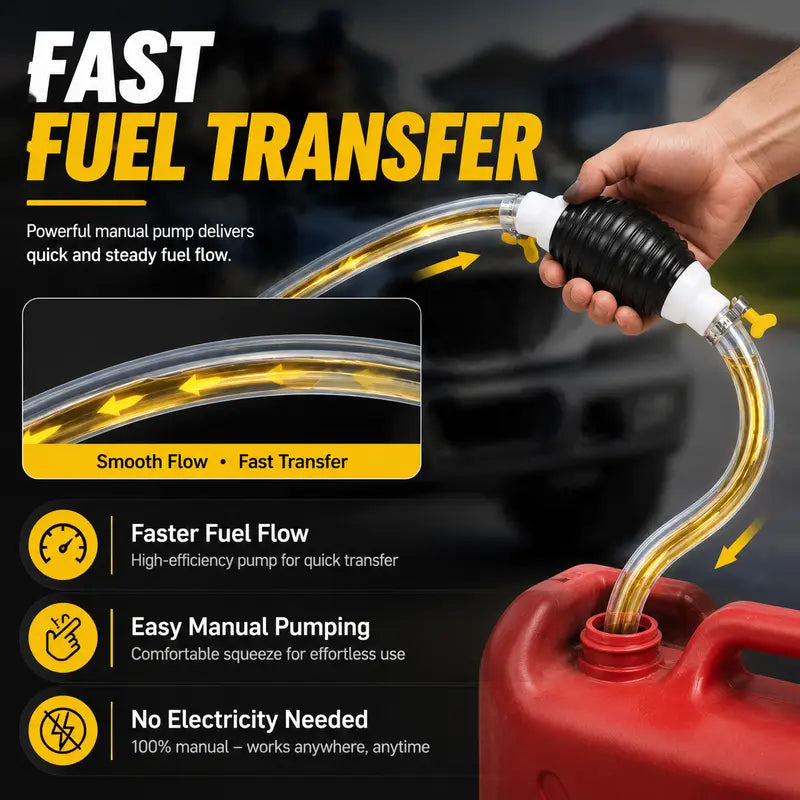 🚗 Portable Siphon Fuel Transfer Pump Set – Emergency Manual Liquid Pump for Car, Motorcycle, Lawn Mower & Boat ⛽✨