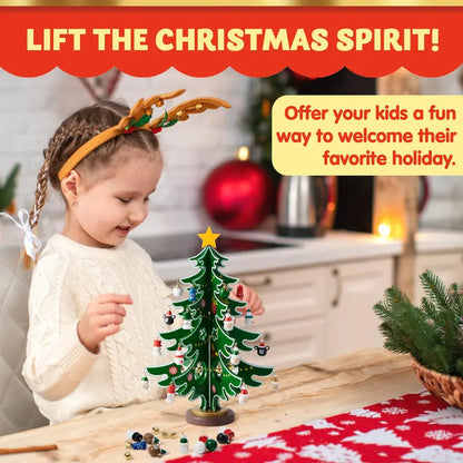 2026 Christmas Advent Calendar - Mini Wooden Christmas Tree Set with 30 Ornaments
