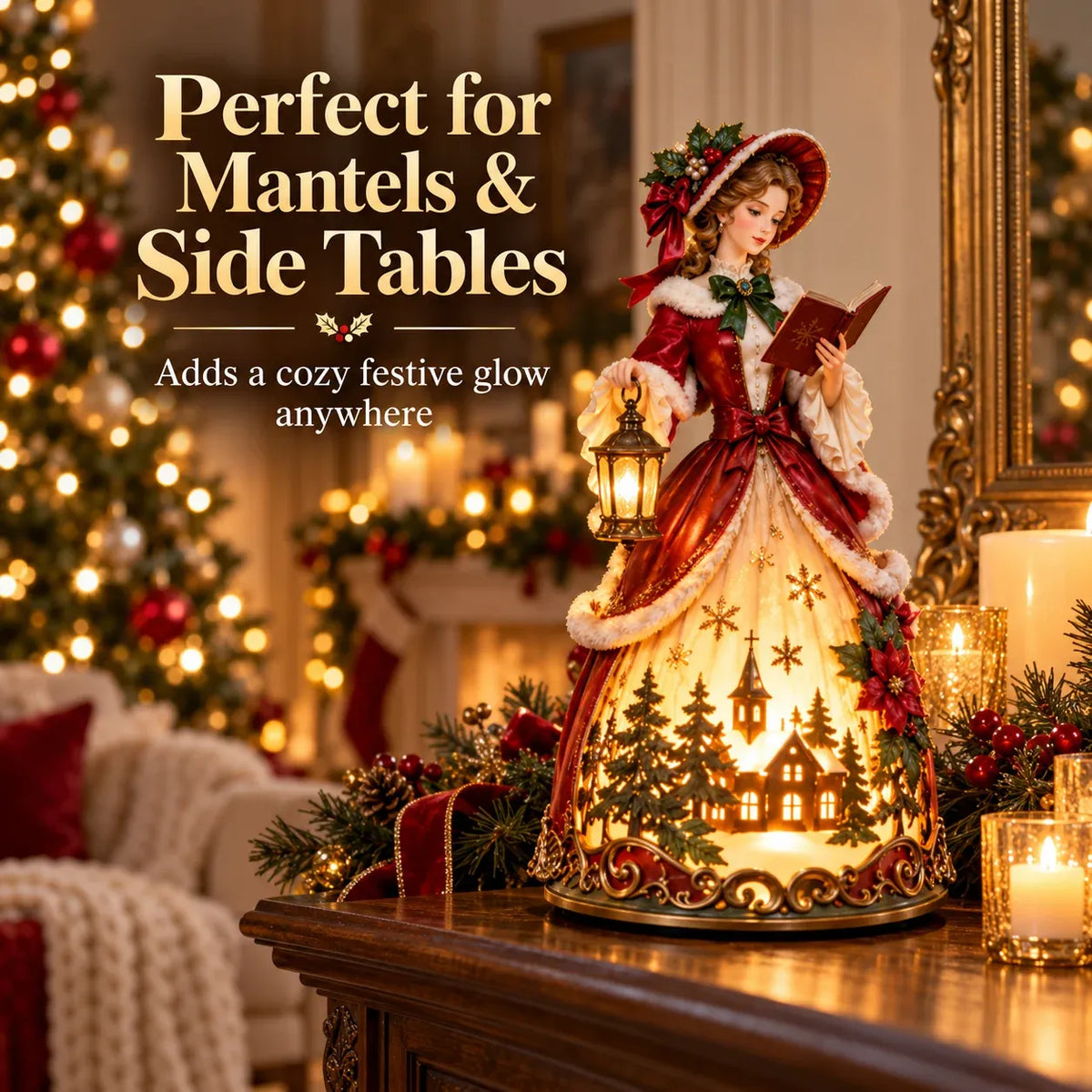 🎄 Victorian Christmas Caroler Tabletop Lamp – Festive Holiday Decor