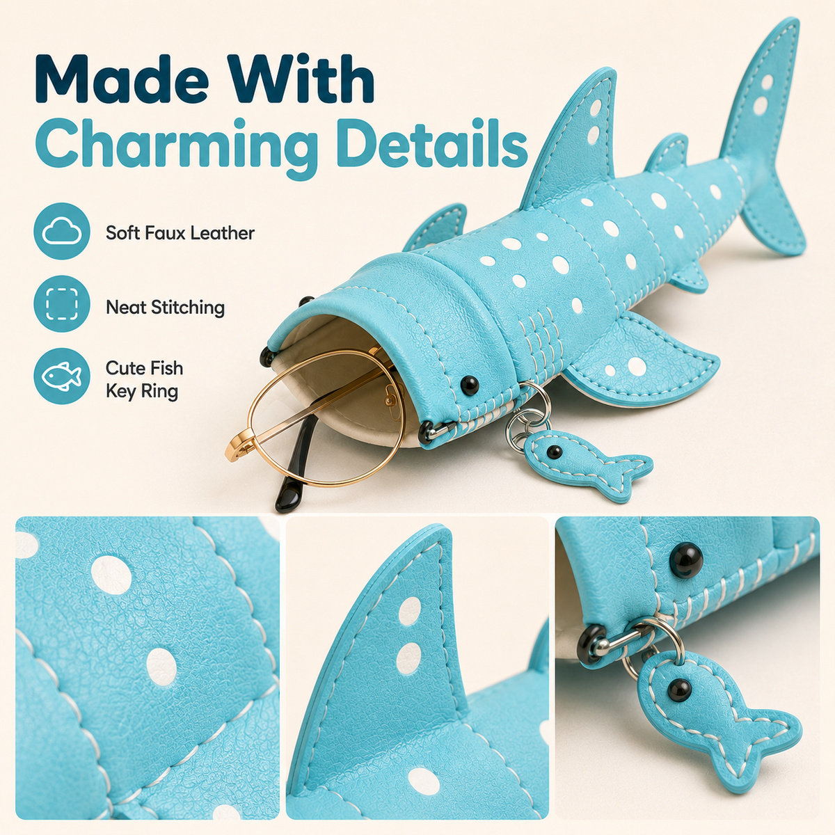 ✨Cute Shark Wide-Mouth Glasses Case