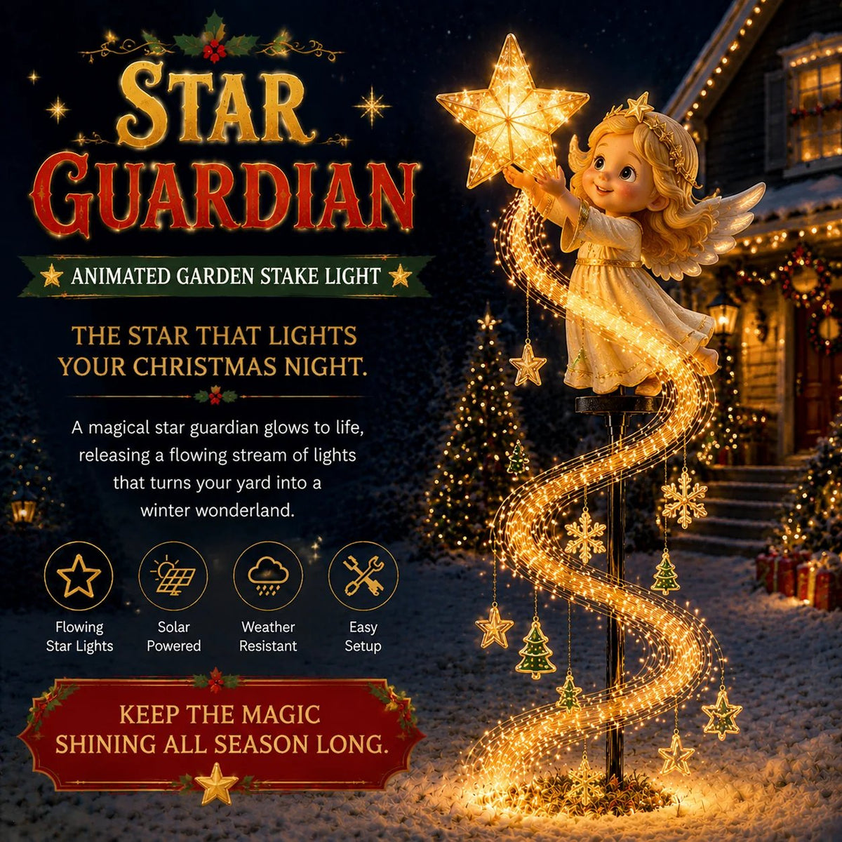 🎅Christmas Early Discount 50% Off🎄✨Christmas Magic Garden Collection - Transform Your Yard Into A Winter Wonderland With Enchanted Flowing Lights（31.5 inch）