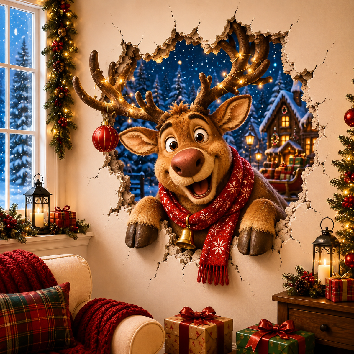 🔥Last Day 50% OFF-19.7'' Christmas Breaking Through the Wall Decal